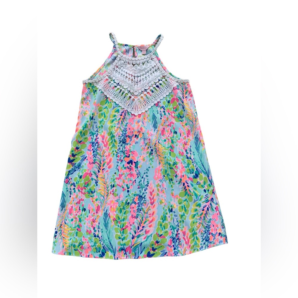 Lilly Pulitzer Women’s Size 0 Pearl Shift Dress Catch The Wave Tropical Crochet